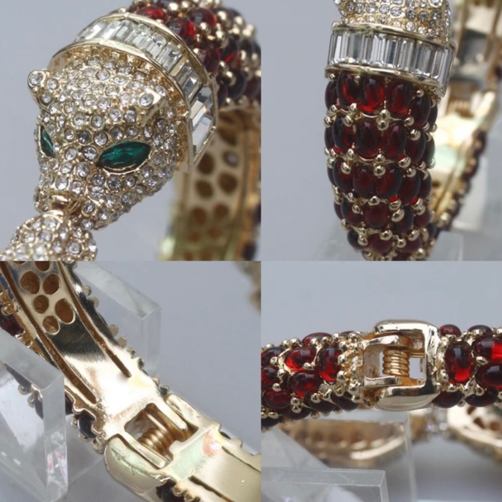 Exquisite Panther Crystal Cuff Bracelet - Picture 12 of 16